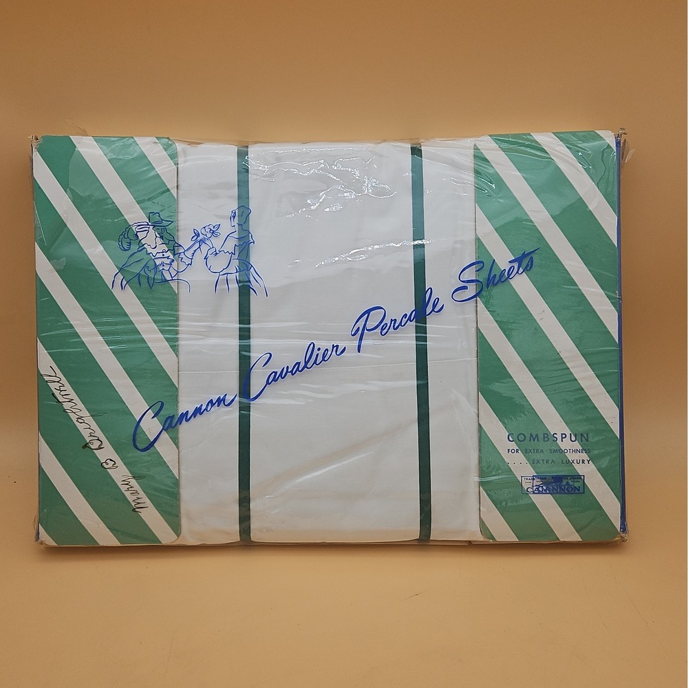 Vintage Cannon Cavalier Percale Sheets NOS New Two Sheets Combspun White
